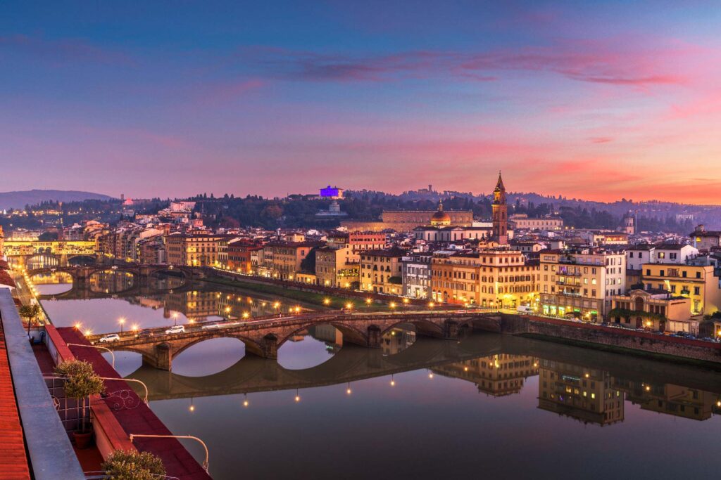 The Florence skyline on the Arno river