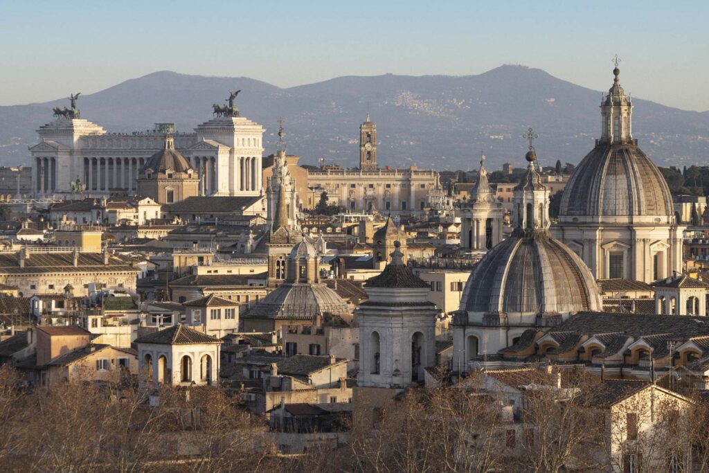 The beauitiful Rome skyline from St. Angel