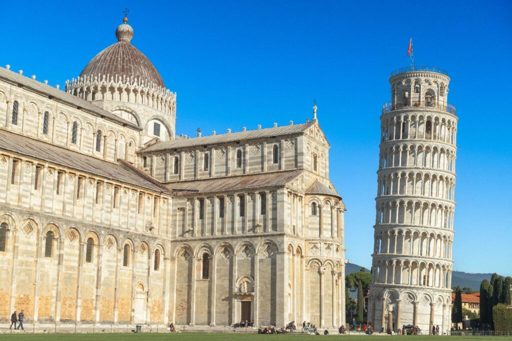 The leaning tower of Pisa in Piazza dei Miracoli